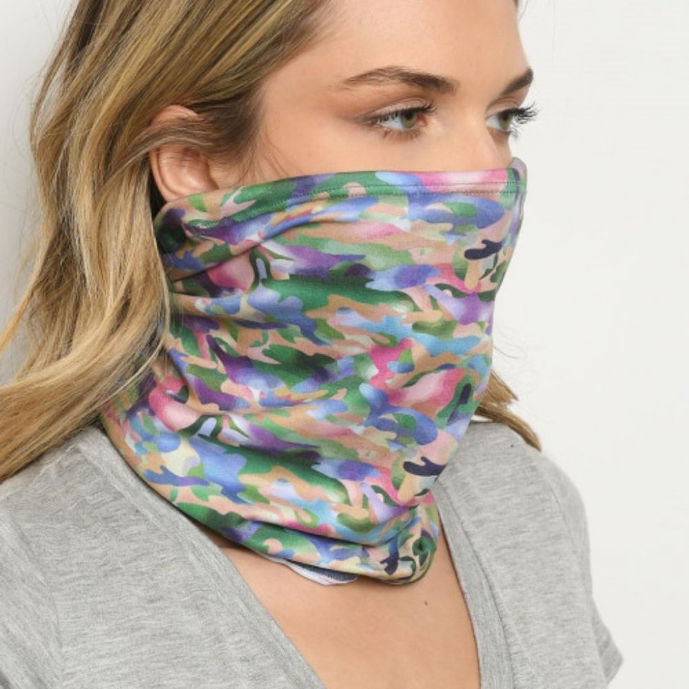 CAMO PRINT MULTI COLOR FACE MASK - Picture 2 of 10